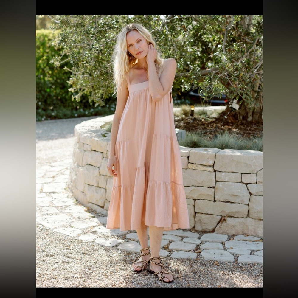 JENNI KAYNE Seersucker Dress Blush Lightweight Beachcore Coastal Breezy Beach XS